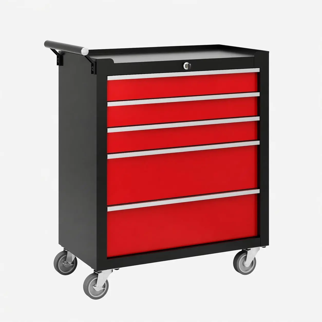 5-Drawer Rolling Tool Chest - Heavy Duty Steel Storage Cabinet - Smooth Sliding Drawers with Protective Liner - Lockable Wheels & Side Handle - Ideal for Garage, Workshop, Warehouse