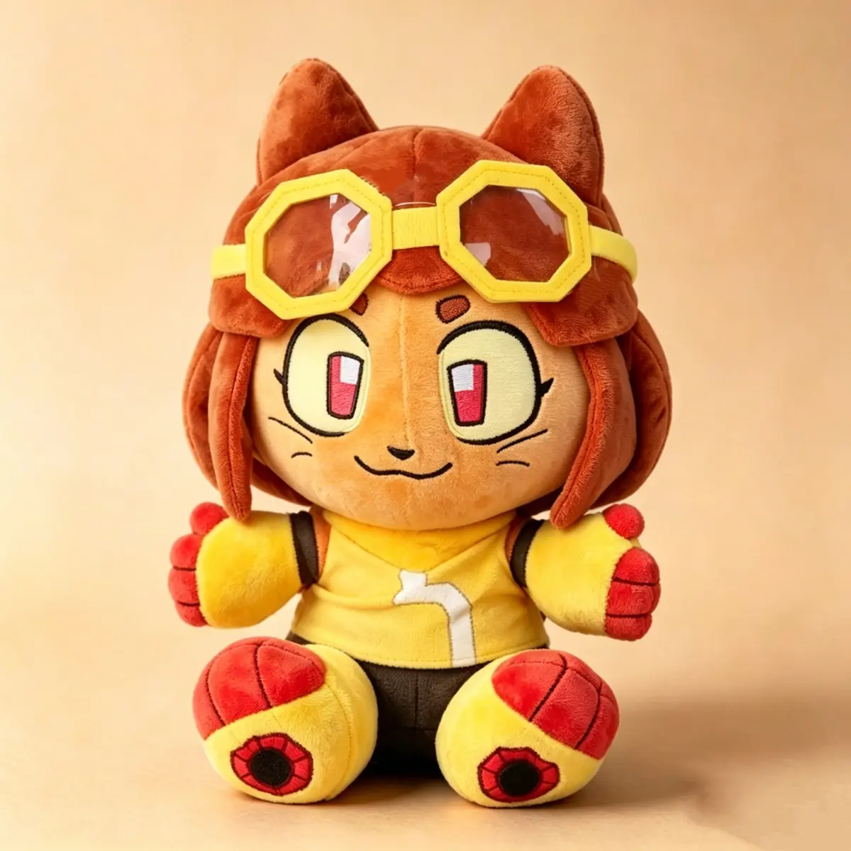 Gameoverse Cat Girl Plush Toy, Cute Cat Girl Stuffed Doll with Clear Goggles, Soft Plushies for Kids, Anime Character Gift