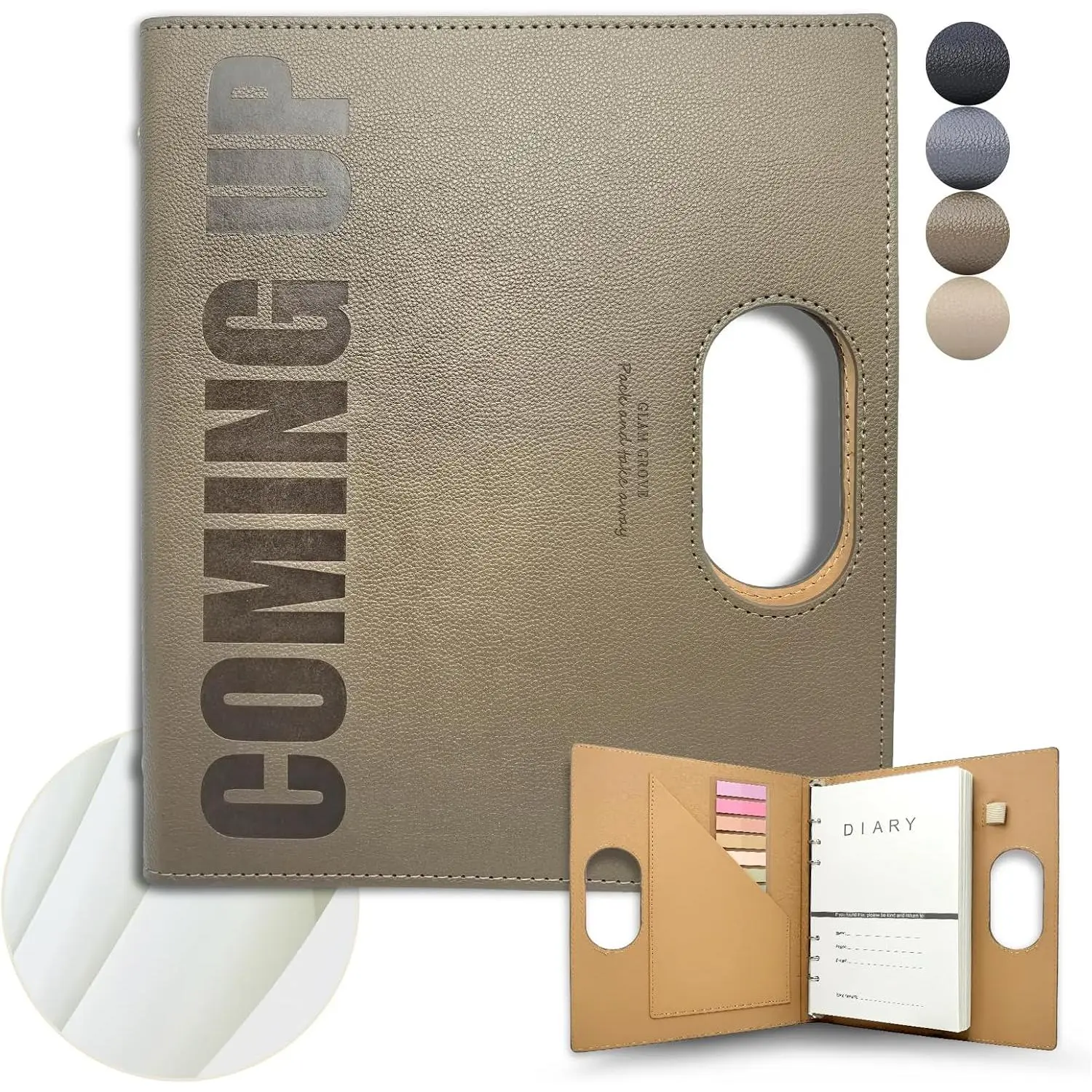 Blank A5 Binder Portable Refillable Notebook - 5.8" x 8.3", 160 Pages of 100G Thick Paper, 6-Ring Design with Pen Loop and Index Tab Stickers - Ideal for Writing, Travel, Work, and School (Brown)