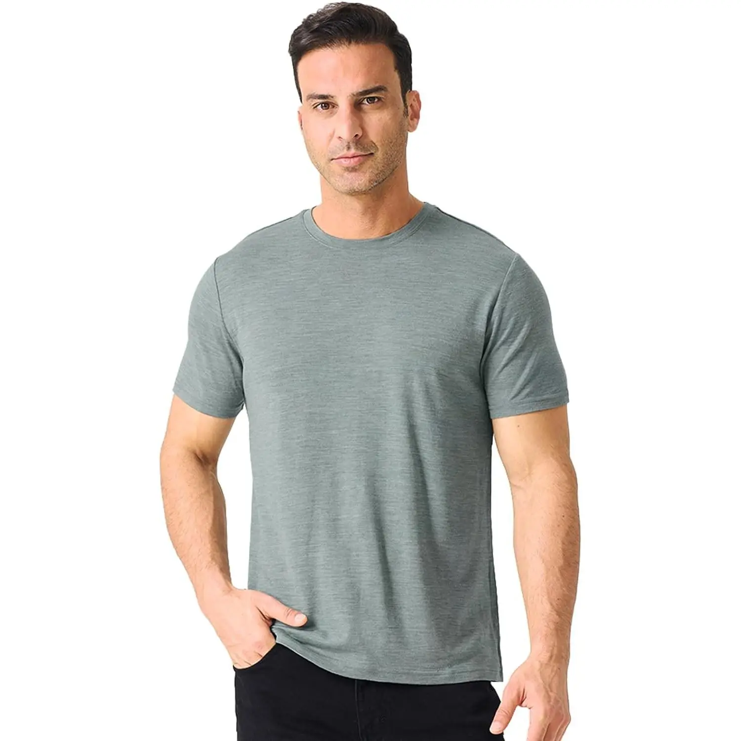 Men's 100% Merino Wool T-Shirt - Odor Resistant Base Layer for Hiking & Travel, Soft Undershirt(Gift)