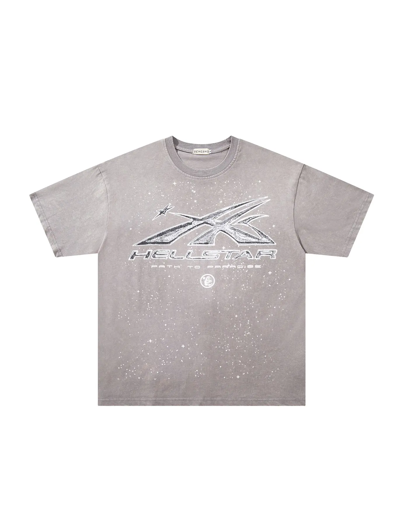 Men's Vintage Washed Tie-Dye Letter and Star Flame Graphic Print Oversized T-Shirt, Summer New Fashion Casual Short Sleeve Top, Trendy and Versatile