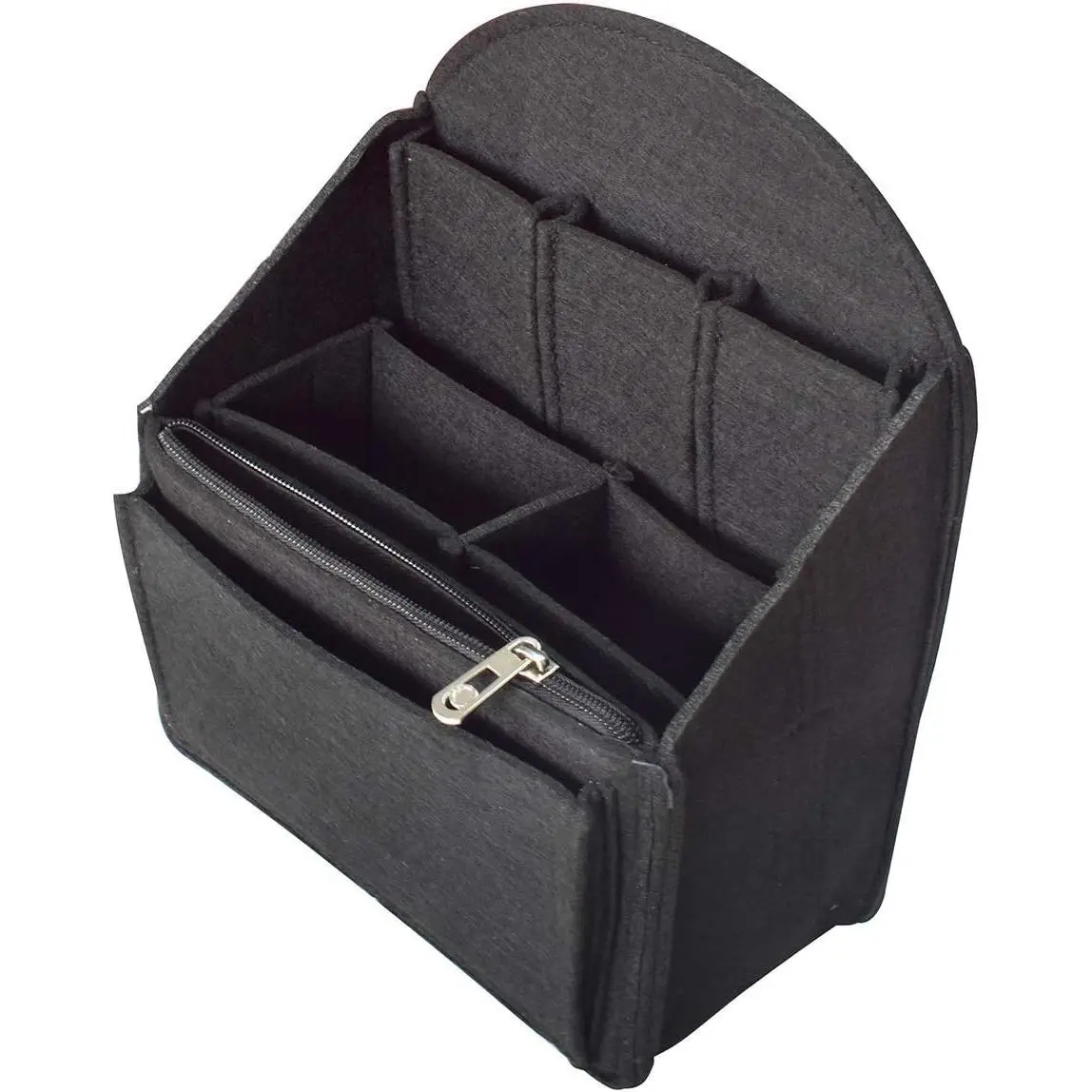 Foldable Large Felt Organizer Insert - Handbag Compatible, Backpack & Shoulder Bag Fit, Highly Durable, Multiple Pockets, Elastic Pocket, Zipper Closure, Travel Ready, Small:7.87"*4.33"*9.84" Home Storage Organizer, Foldable Insert