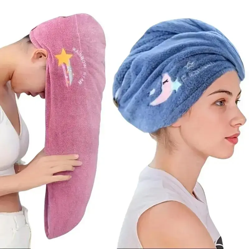 5 PCS Microfiber Quick-Dry Hair Towel Wrap Caps - Water Absorbent Button-Hooded Hair Towels with Funky, Peppy, Glamorous, Romantic, Baroque Designs, Fashion Accessory Set for Bath, Daily, Casual Use, Ethnic