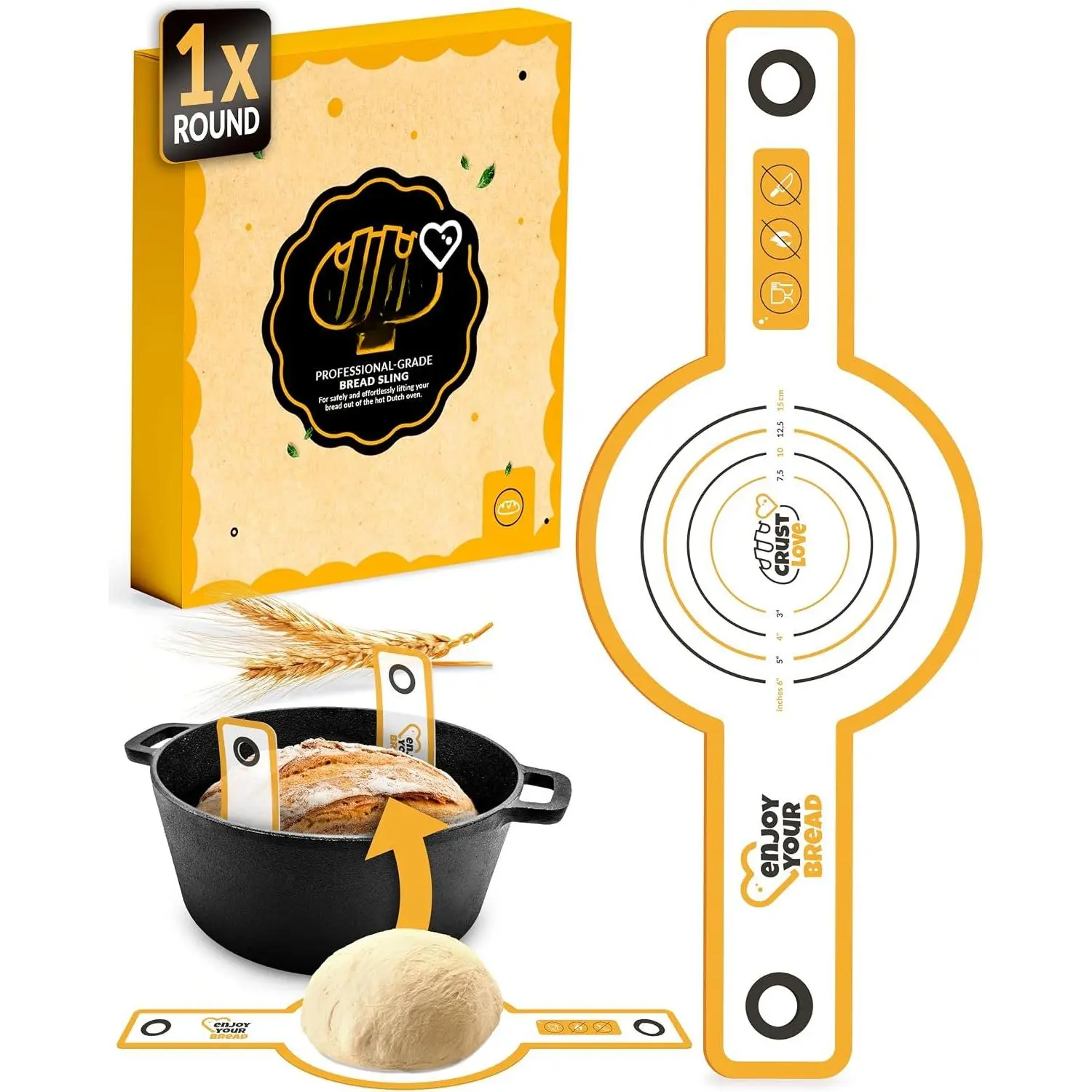 Bread Sling for Dutch Oven – Non-Stick Sourdough Sling & Baking Mat –  & Easy to Clean – Heat Resistant to 480°F –  Sourdough Sling for Artisan Bread Baking Supplies