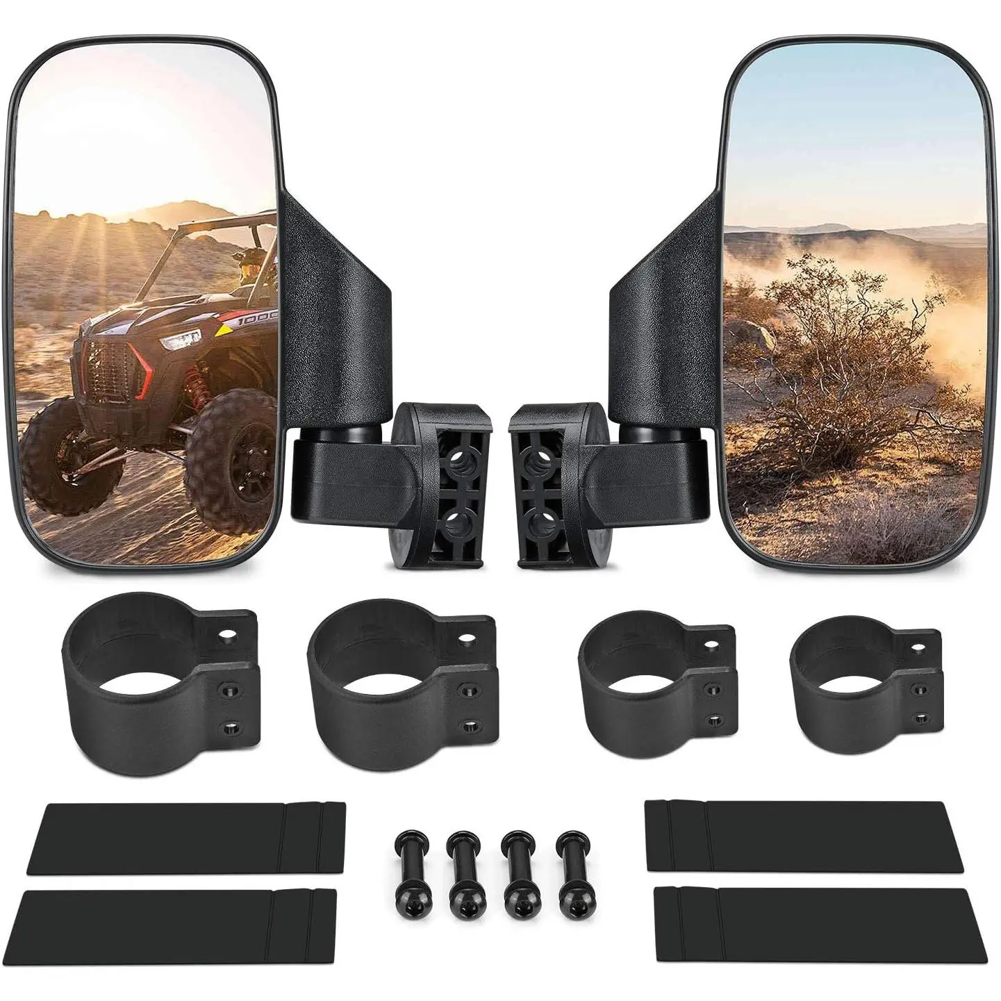 Side Mirrors with 1.75" -2" Roll Bar Cage, UTV Mirrors 360 Degree Adjustable RZR Mirror Compatible with Polaris RZR Kawasaki Teryx Mule Pioneer Yamaha Rhino YXZ
