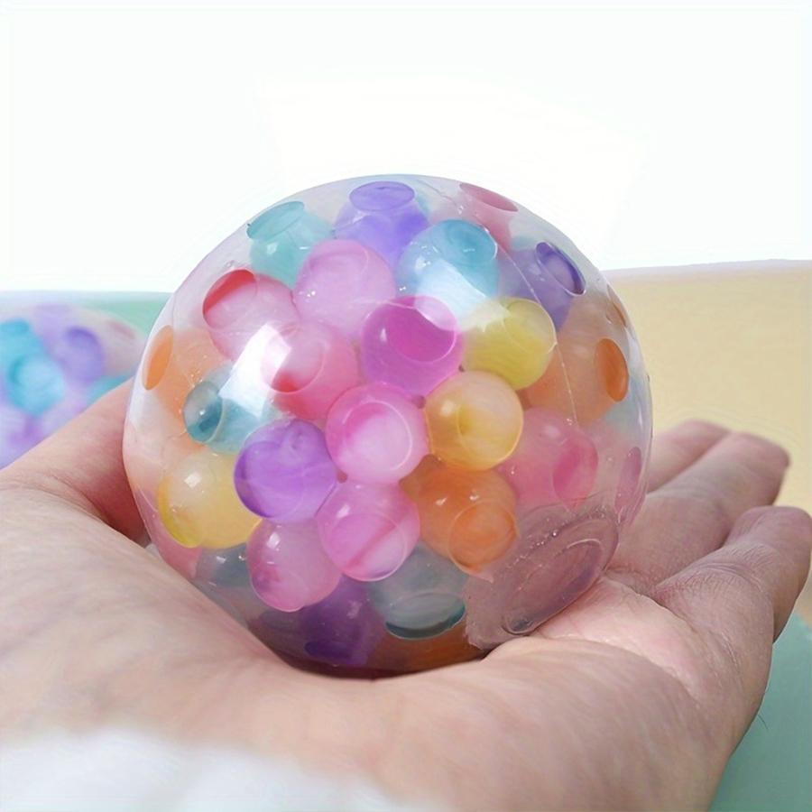 a2025Random Color Colorful Beads Squishy Sensory Stress Ball, 1 Count/30pcs Round Rubber Decompressing Toy Ball, Stress Relief Toys for Teenager & Adults, Party Gift Ideas
