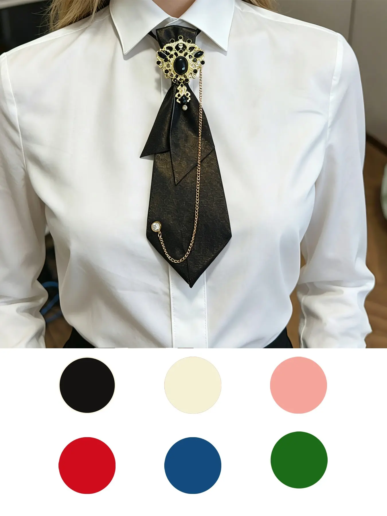 Handmade Plaid Tie with Flashing Multicolor Diamonds, Elegant Women's Necktie, Perfect for Parties, Business, Daily Wear
