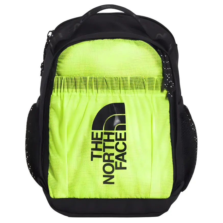 The North Face 5.4L Color-Blocked Logo Backpack – Unisex Outdoor Bag in Black and Neon Green Recycled Polyester