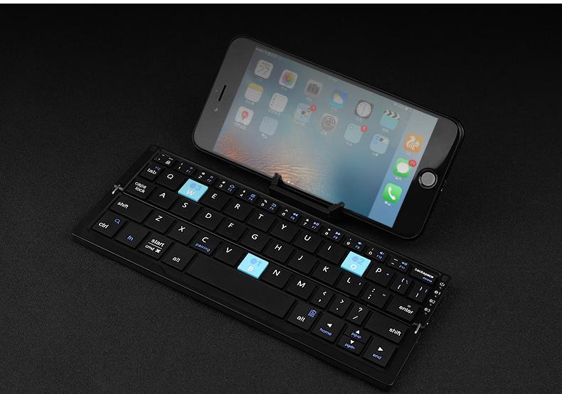 Foldable Bluetooth Keyboard Rechargeable Keyboard Mini Folding Wireless Keyboard Aluminum Keypad With Stand