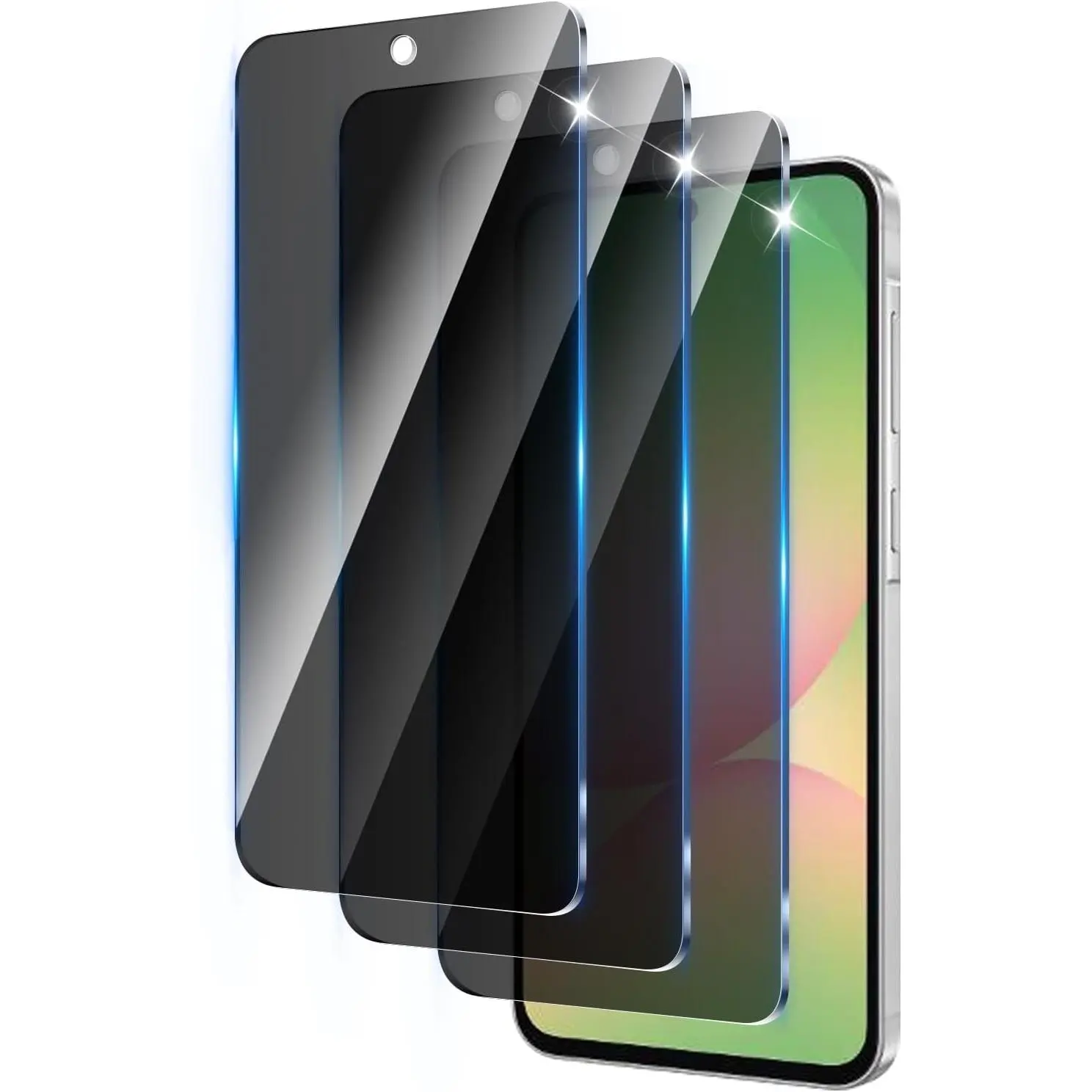 3 Pack Privacy Screen Protectors for Samsung Galaxy A56/S24 FE Smartphone, 9H Hardness Privacy Shield, Anti-Spy Tempered Glass, Anti-Fingerprint, Bubble-Free, Easy Installation Phone Accessories (Does Not Support Fingerprint Unlock)