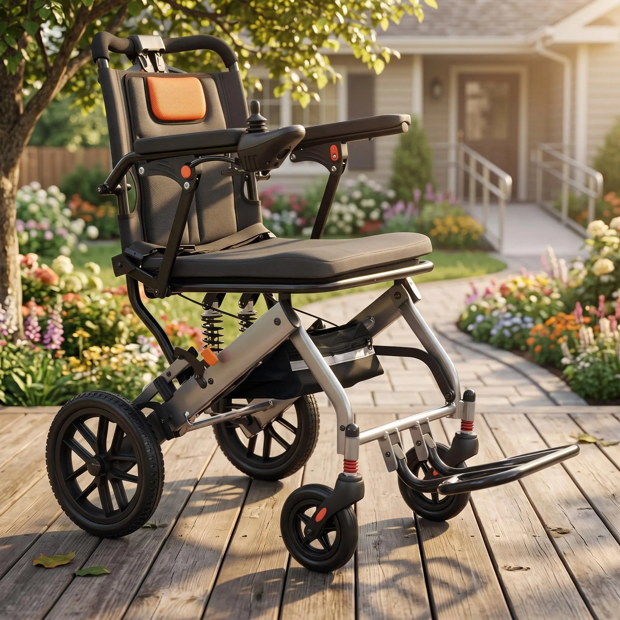 Black Carbon Fiber Water Transfer Print Folding Aluminum Transport Wheelchair for Seniors, Lightweight Portable Mobility Chair with Shock Absorbing PU Wheels, Flip Back Invert Armrests, 220 LBS Max Load