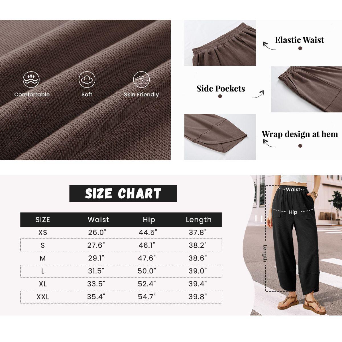 Womens Baggy Wide Leg Pants Casual Loose Elastic Waisted Palazzo Harem Pants with Pockets Bottom Basic Minimalist