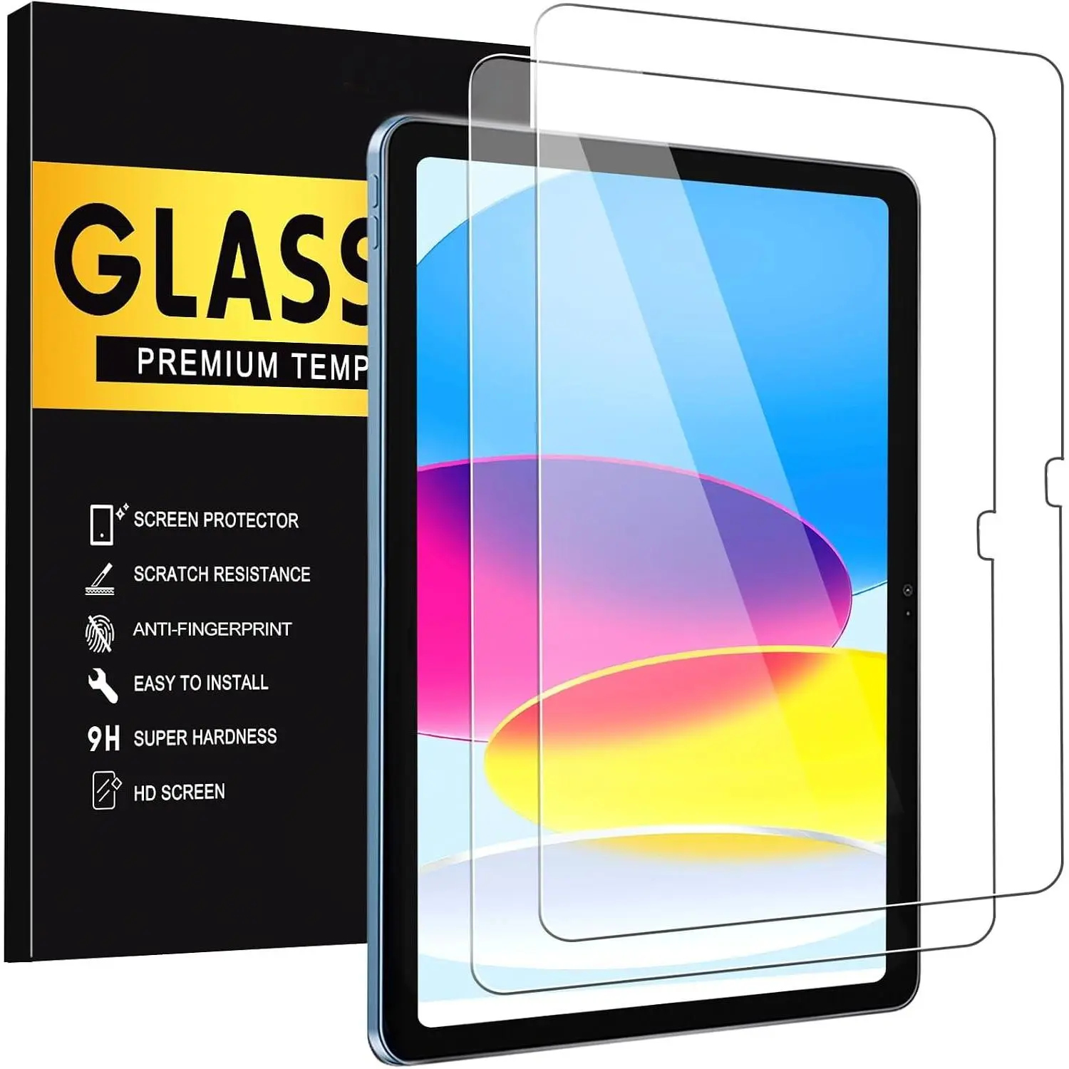 2 Pack Tempered Glass Screen Protector for iPad 11th&10th Gen | 9H Hardness  Clear,  , Fits iPad 11th A16 2025 & 10th Gen 10.9" 2022