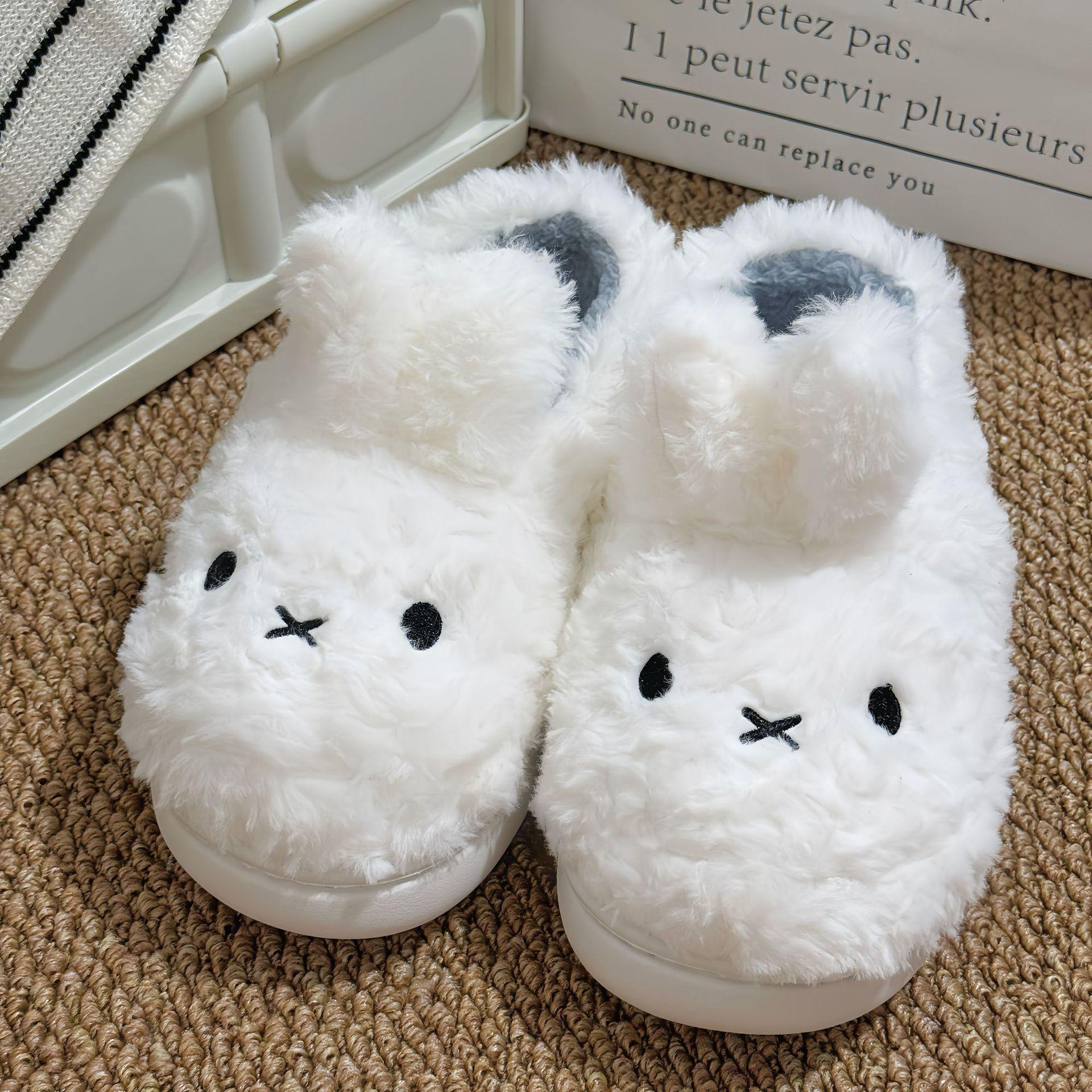 Miffy Winter Comfort Warm Cartoon Cute Anti Slip Slippers Kawaii Plush Cotton Slippers for Women Gift Toy