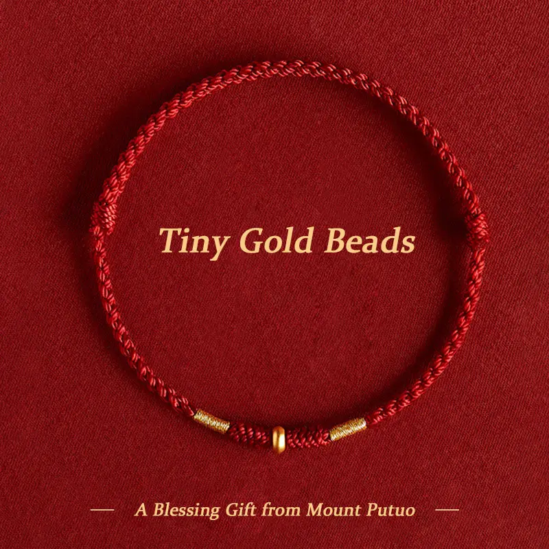 Year of the Snake Copper Plated Ancient Gold Small Red Rope Bracelet, New Style Sand Gold Hand Rope, Anklet, Braided Rope, New Year Good Luck Red Hand Ornament