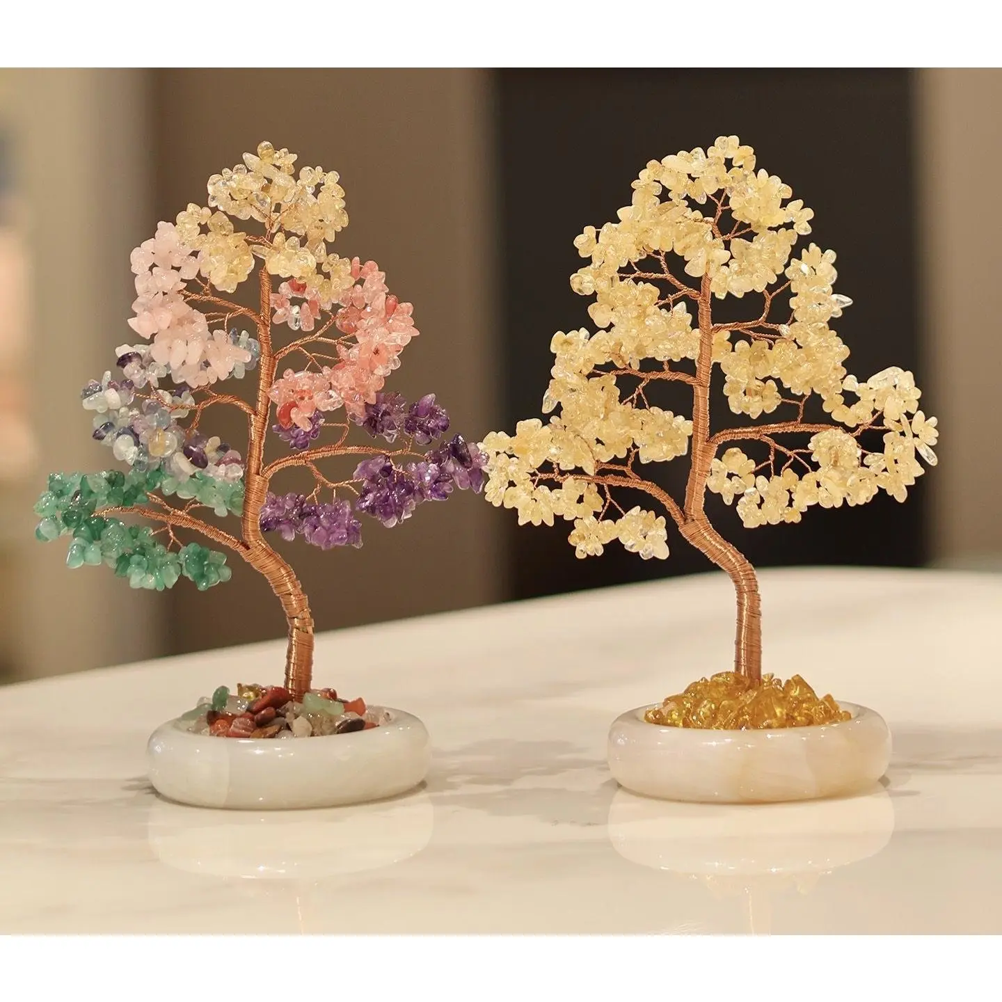 2026 New Tree Shape Statue - Birthstone Home Decor Accents, Positive Energy Peace Ornaments for Living Room, About 23cm Home Office Decor