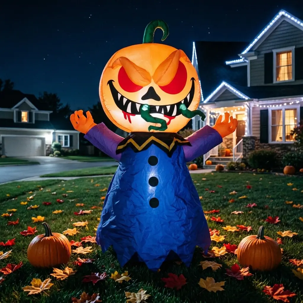 5FT Halloween Cartoon Pumpkin Monster Inflatable Light Decor, Night Glow Halloween Decorations Outdoor Patio Yard Decoration, Perfect for Lawn Gate Party Scenes, Halloween Festival