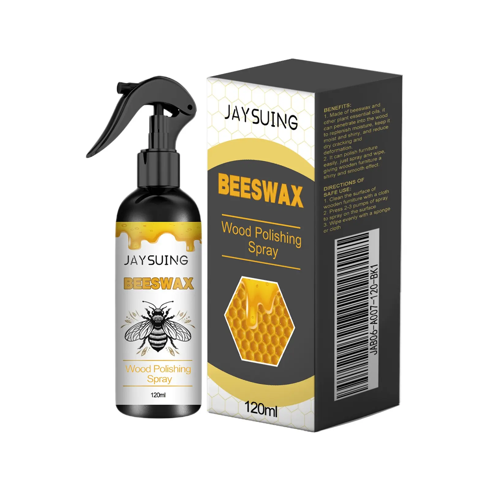 Jaysuing Beeswax Wood Polish Spray, Furniture Floor Polish Scratch Repair Care Spray, Wooden Surface Restoration Solution