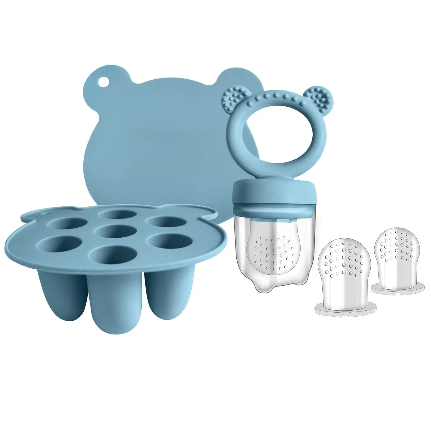 Silicone Baby Food Feeder Pacifier with Teething Relief, Breast Milk Storage Container, Freezer Friendly Silicone Molds, Freezer Tray for Babies' Teething, Prop 65 Compliant Forage Feeder