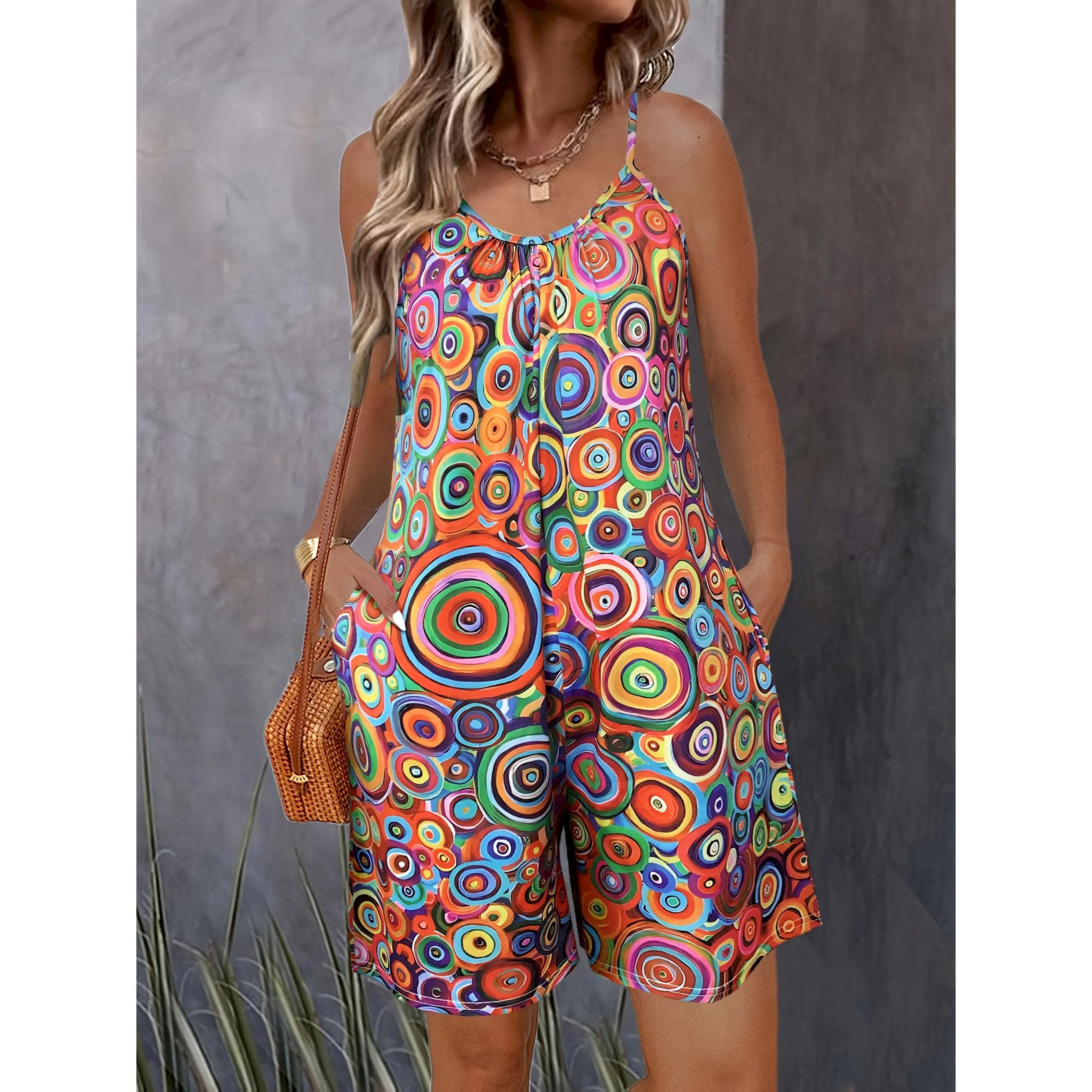 Women's Romper • Vacation-Ready • Spring/Summer New • Circle Print