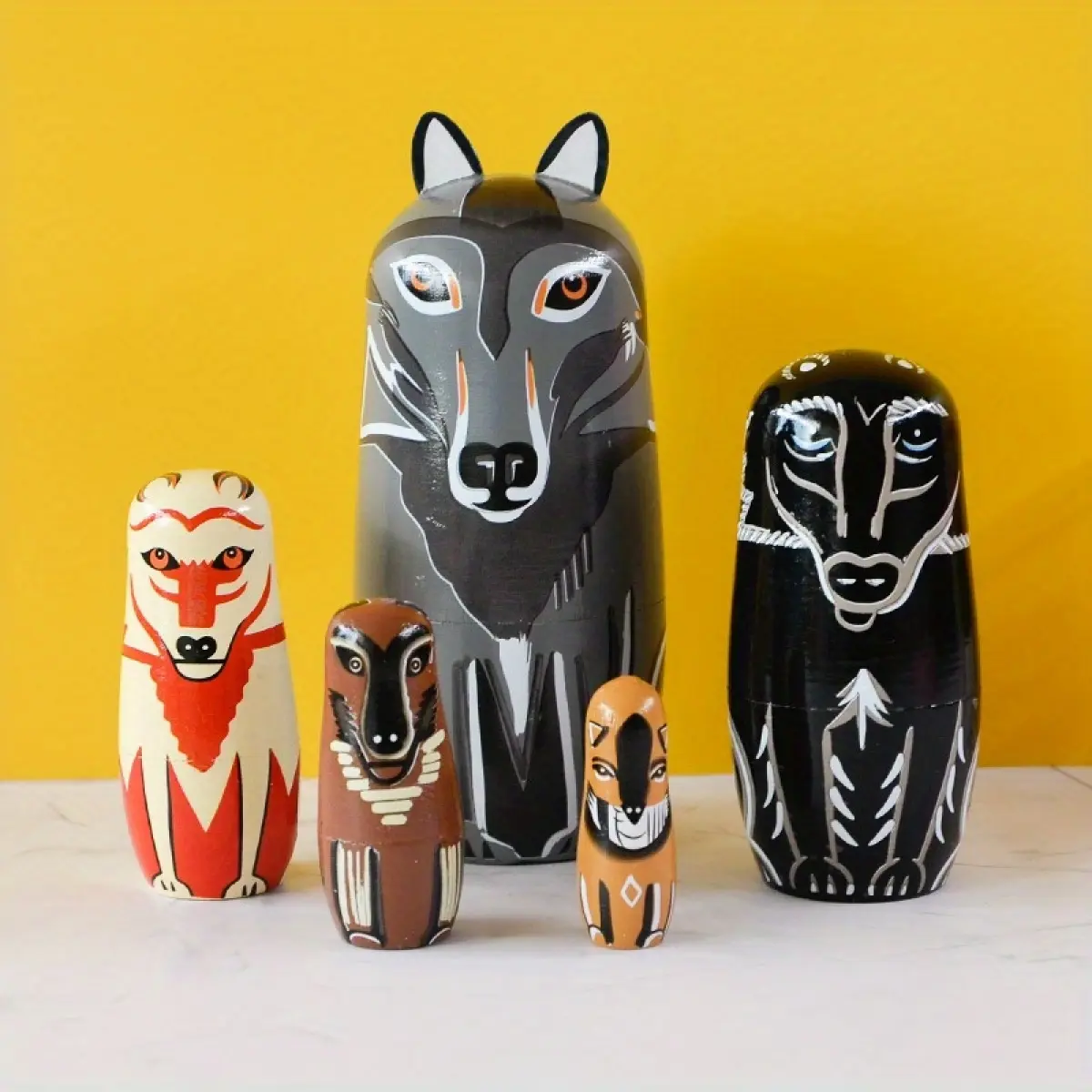 Five layer Russian nesting doll |   Creative animals |   Fun wooden painted crafts |   Christmas holiday gifts |   Creative home ornaments and decorations