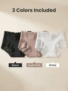 3-Pack Women's Comfortable Breathable Nylon Underwear, Low Waist Tummy Control Butt Lifting Panties, All Seasons Fitted Style