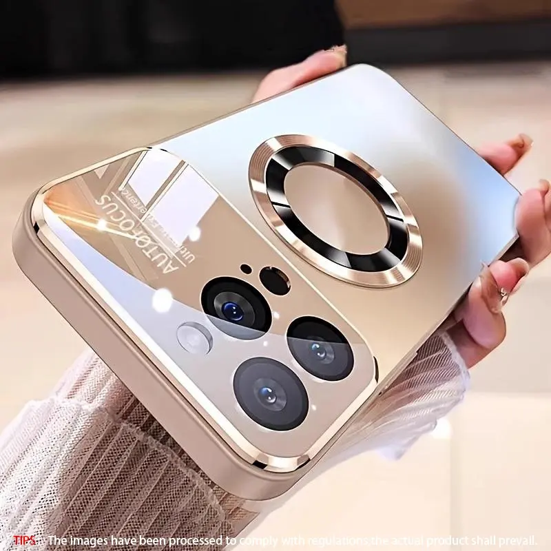 Titanium Luxurious Matte iPhone Case Protective Shockproof Cover - Shockproof Glass Camera Lens Protection with Magnetic Wireless Charging Function - Suitable for iPhone 17 16 15 14 13 12 11 Pro Max Plus Shockproof Protector