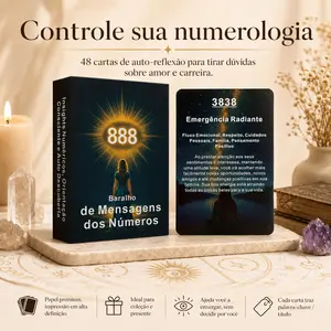 Portuguese Numerology Oracle Cards 48 Pieces, Self-Reflection Tarot Deck, Divination Tool, Relationship Career Guidance, Daily Growth Inspiration, Meditation Gift