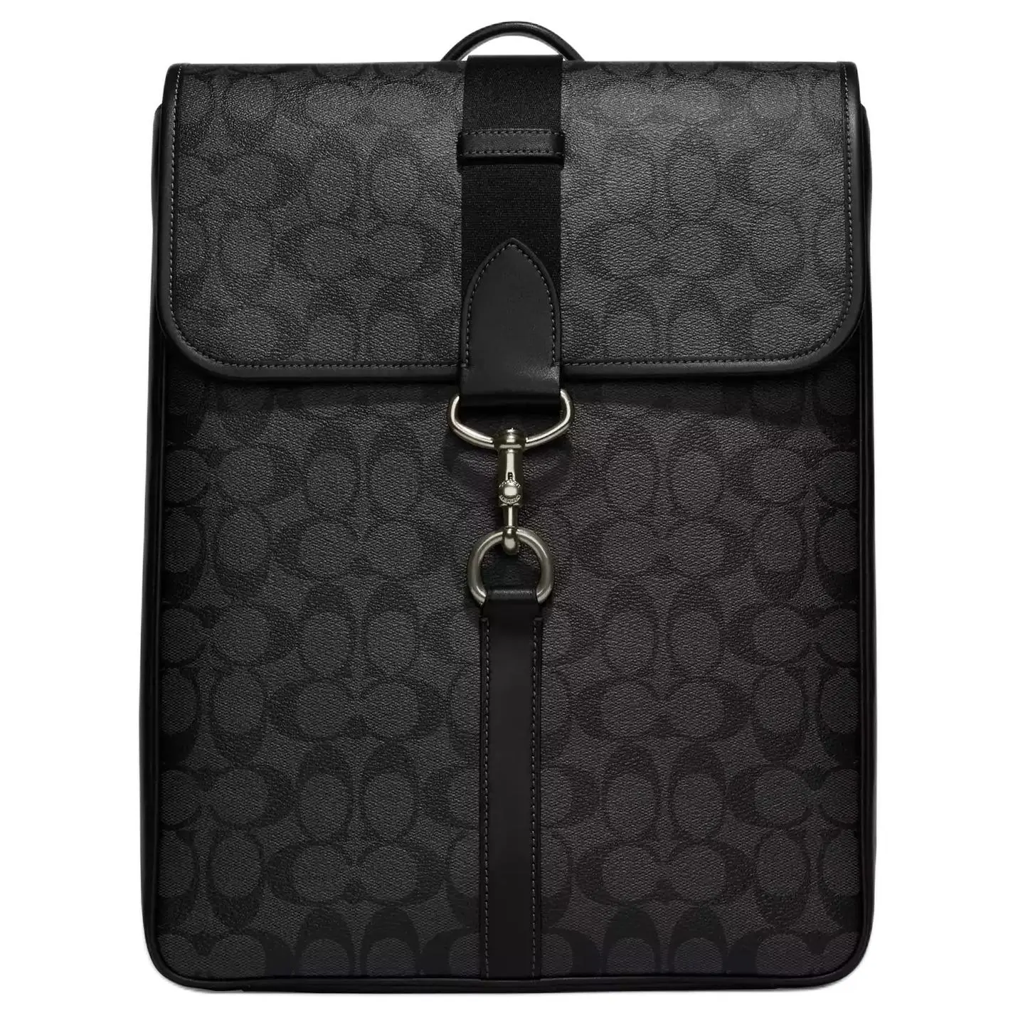 COACH Classic 28 Monogram Hardware Multi-Pocket Canvas and Leather Laptop Backpack for Men, Black