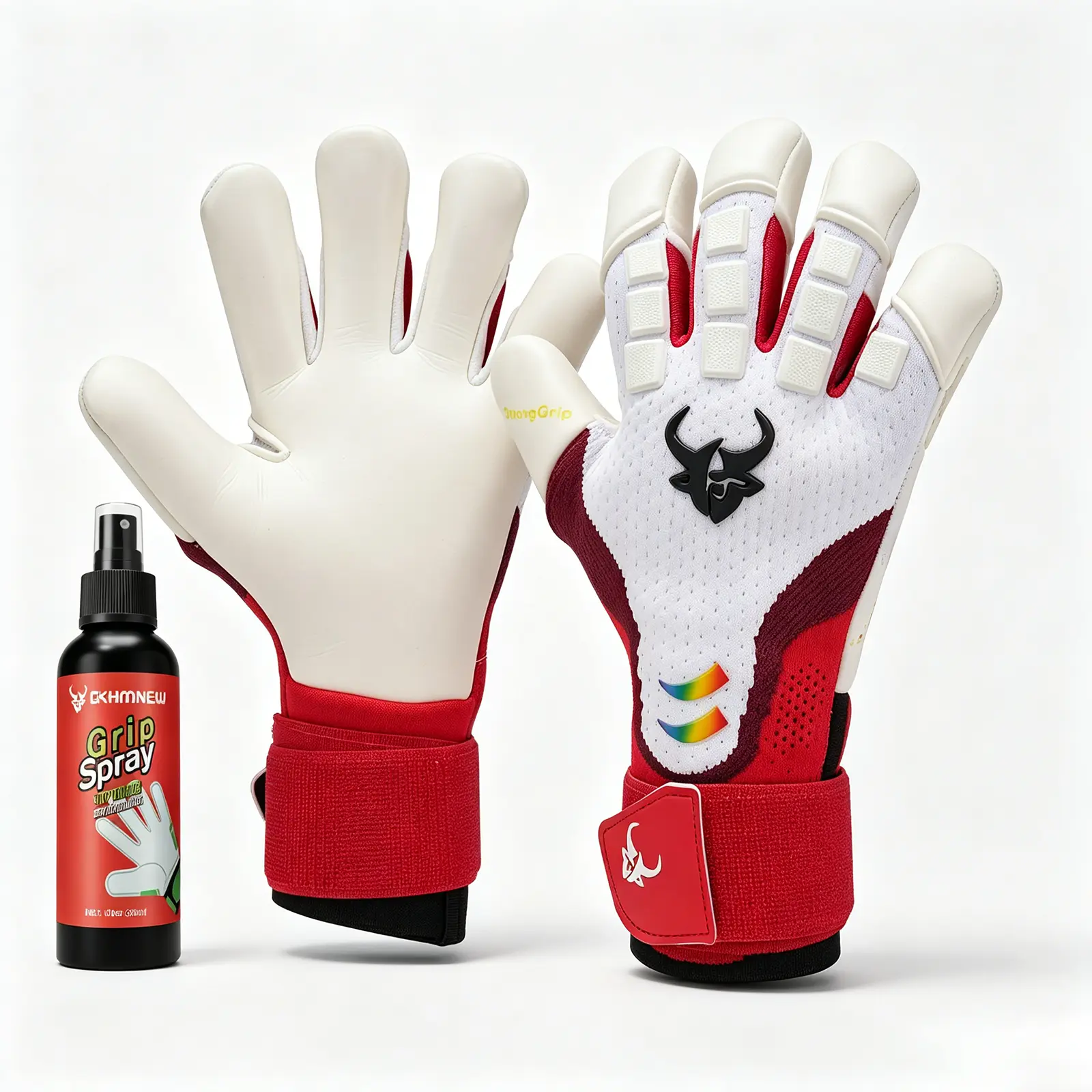 Soccer Goalie Goalkeeper Gloves, Strong Grip with 30ml Goalkeeper Grip Spray & 4+3MM Latex for Kids Boys Children Youth&Adult