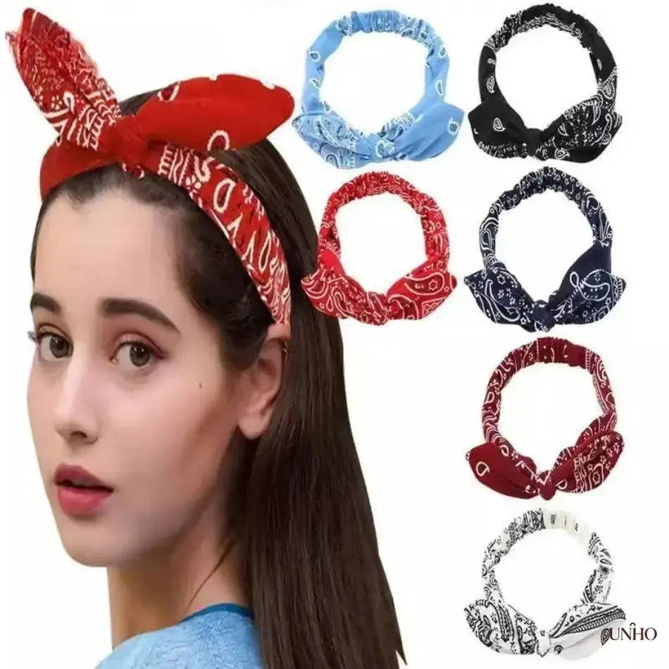 Women's 4-Pack Elastic Fashion Headbands - Soft Fabric Knotted Rabbit Ear Hair Bands with Bendable Wire, Elastic Bands for Easy Styling, Face Washing & Daily Use