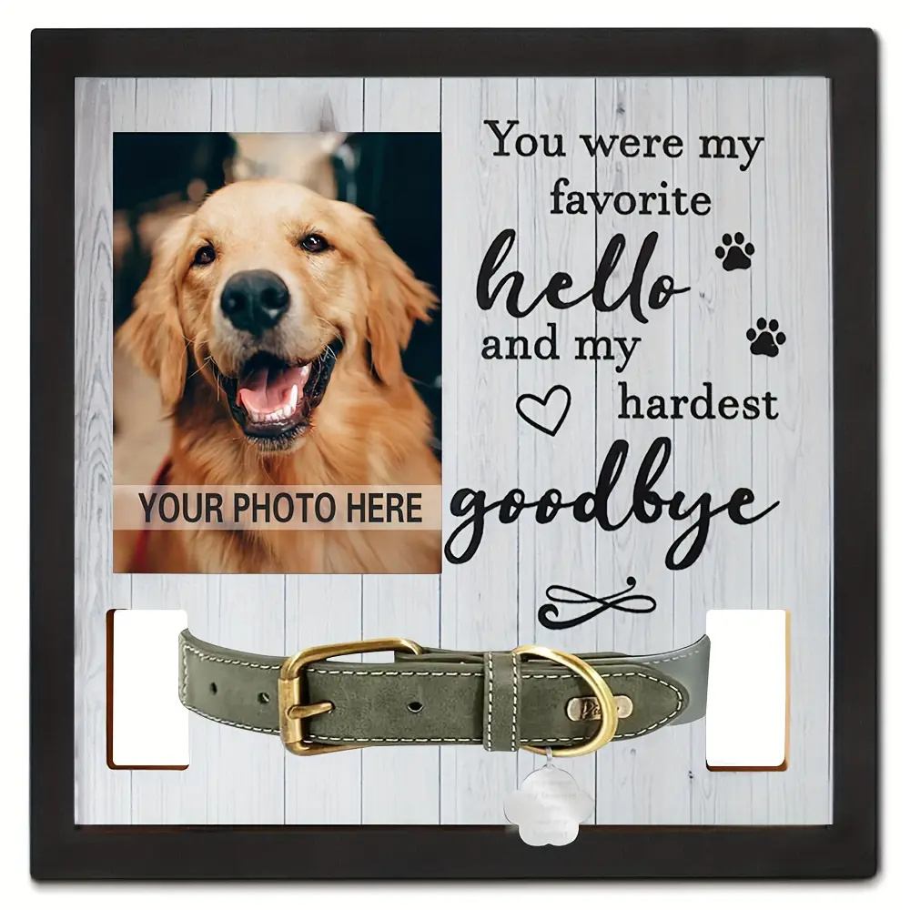 Pet Memorial Photo Frame with Collar Display Clip & Upright Picture Frame Suitable for Dog Collars, Loss of Pet Gift, In Display for or Office for Beloved Pets