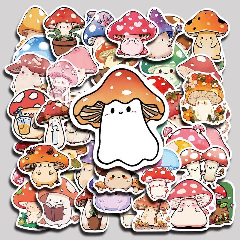 50PCS Mushroom Aesthetic Vinyl Stickers Pack for Laptop Water Bottle Phone Case Skateboard Journal Scrapbook DIY Decoration