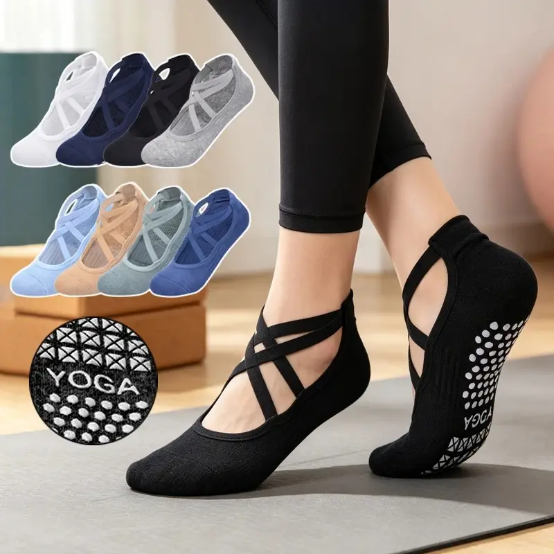 Women Non-Breathable Yoga Socks Ladies Bandage Backless Pilates Socks Fitness Dance Ballet Indoor Workout Sock,compression