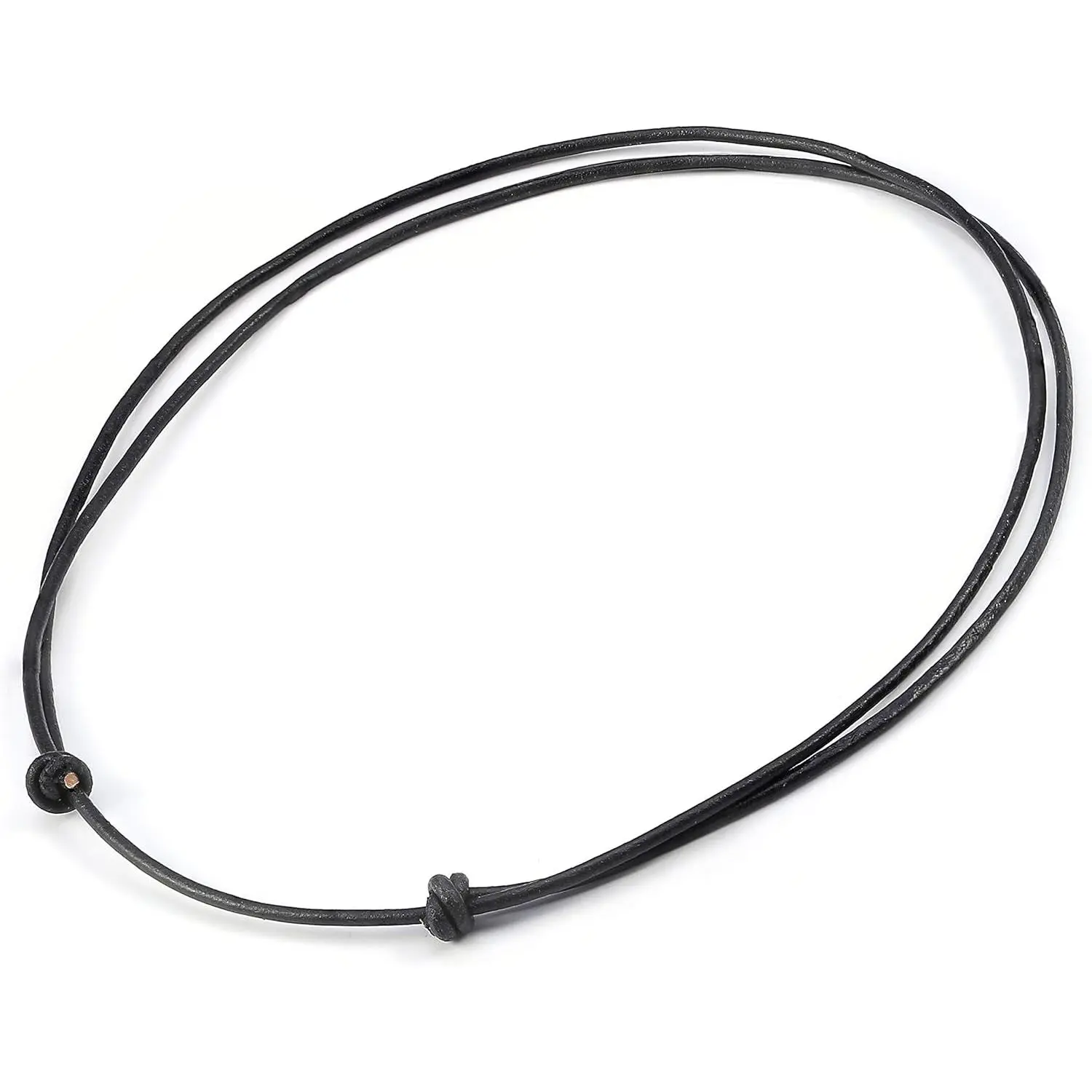 Women's Premium Black Leather Cord Fashion Choker Necklace - Double-Knotted, Adjustable, Natural Cowrie Shell Design for Casual Wear, Fashion Necklace