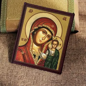 Mother of God Virgin Mary Tactical Patch on Clothing Hook Loop Morale Badge Army Military Armband Backpack Appliques Stickers