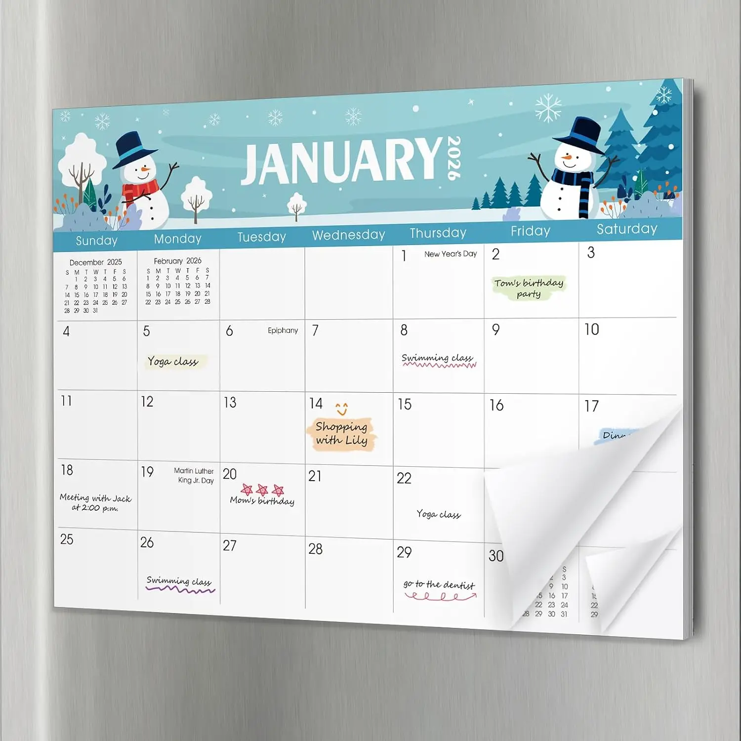 Calendar for Refrigerator, Fridge Calendar 2026-2027– 11" x 8.5", 20 Months from Nov. 2025 to Jun. 2027, Holiday Themed