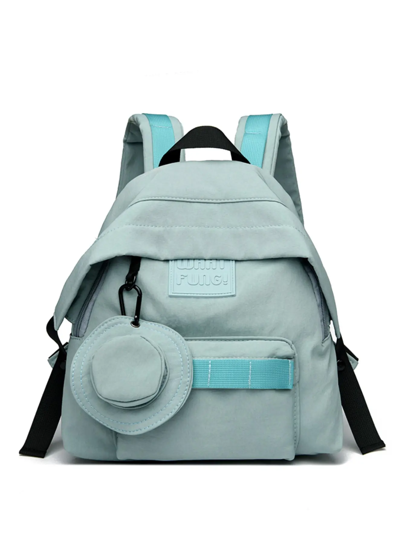 Colorblock Mini Backpack, Durable Nylon, Thick Sponge Shoulder Strap, Front Pocket, Hidden Zipper Bag, Detachable Hat Charm, Multi-Compartment