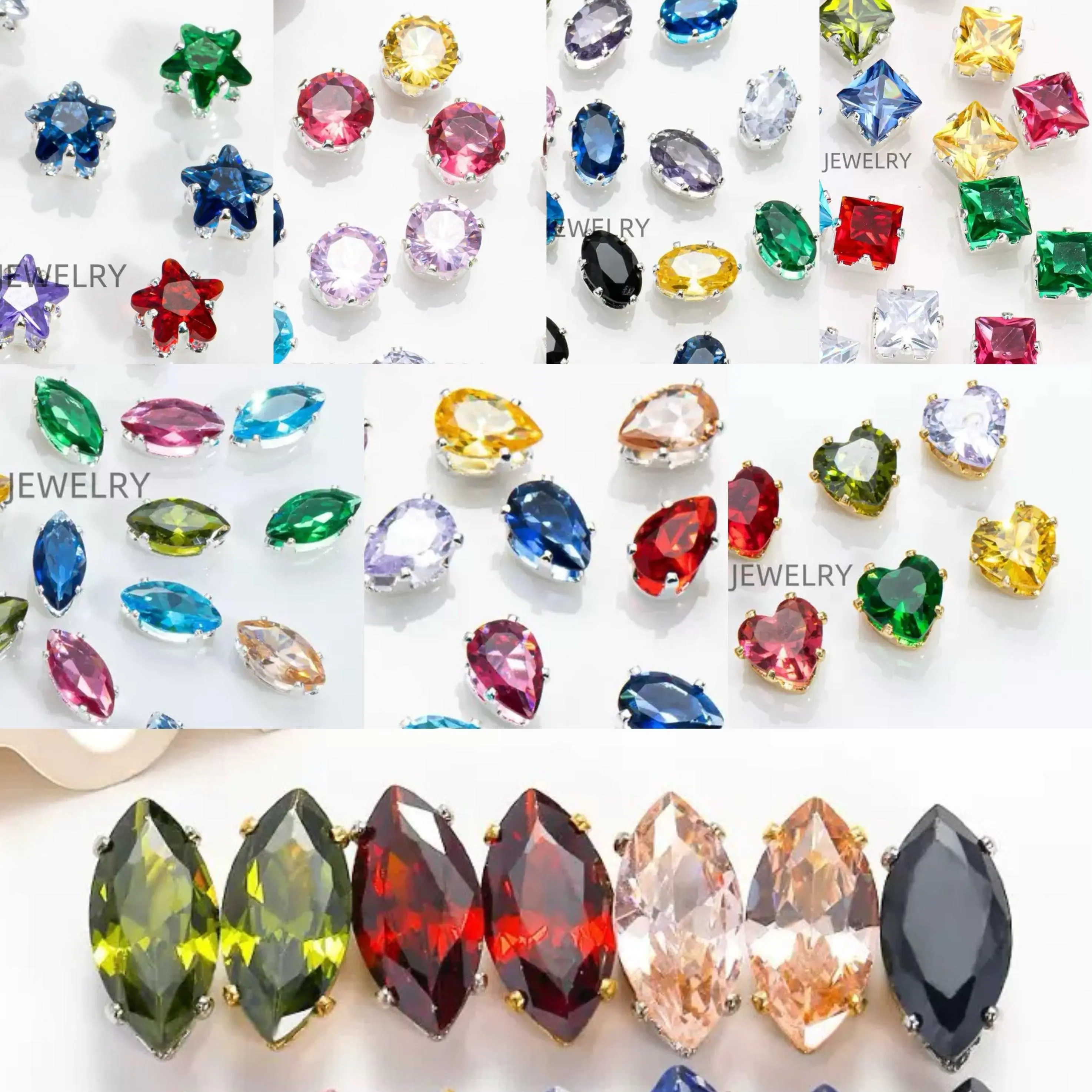 Vesta-A11-Shining Zircon Rhinestone Diamond Beads with 18k Gold/Silver Plated Claw