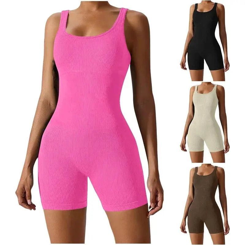 Women's Short Tracksuit Yoga Set One-Piece Sportswear Women's Gym Workout Clothes Fitness Stretch Bodysuit Yoga Suit,Padded,Tummy,Control