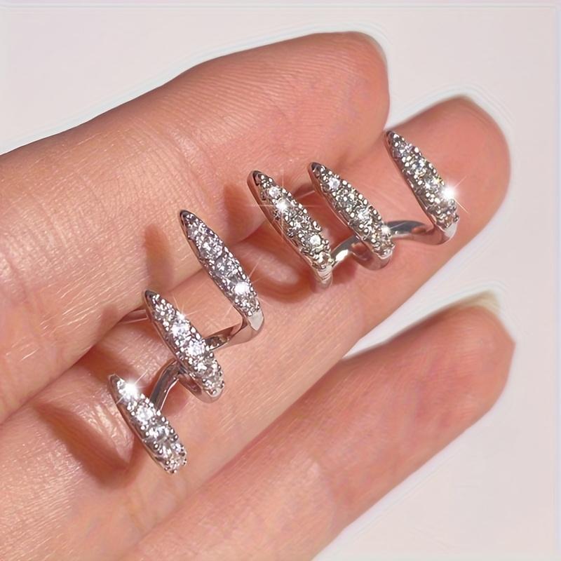 925 Silver Geometric Stud Earrings with Cubic Zirconia, Sparkling 3-Prong Design, Hypoallergenic Unisex Ear Jewelry, Jewelry for Daily Wear & Parties, Elegant Daily & Party & Graduation Gift for Men & Women