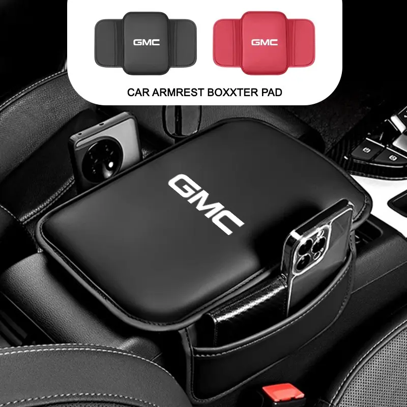 PU Leather Car Armrest Box Pad Auto Armrest Mat For GMC Savana Graphyte Yukon Envoy Granite Hummer Ev Terrain Jimmy Acadia Accessories