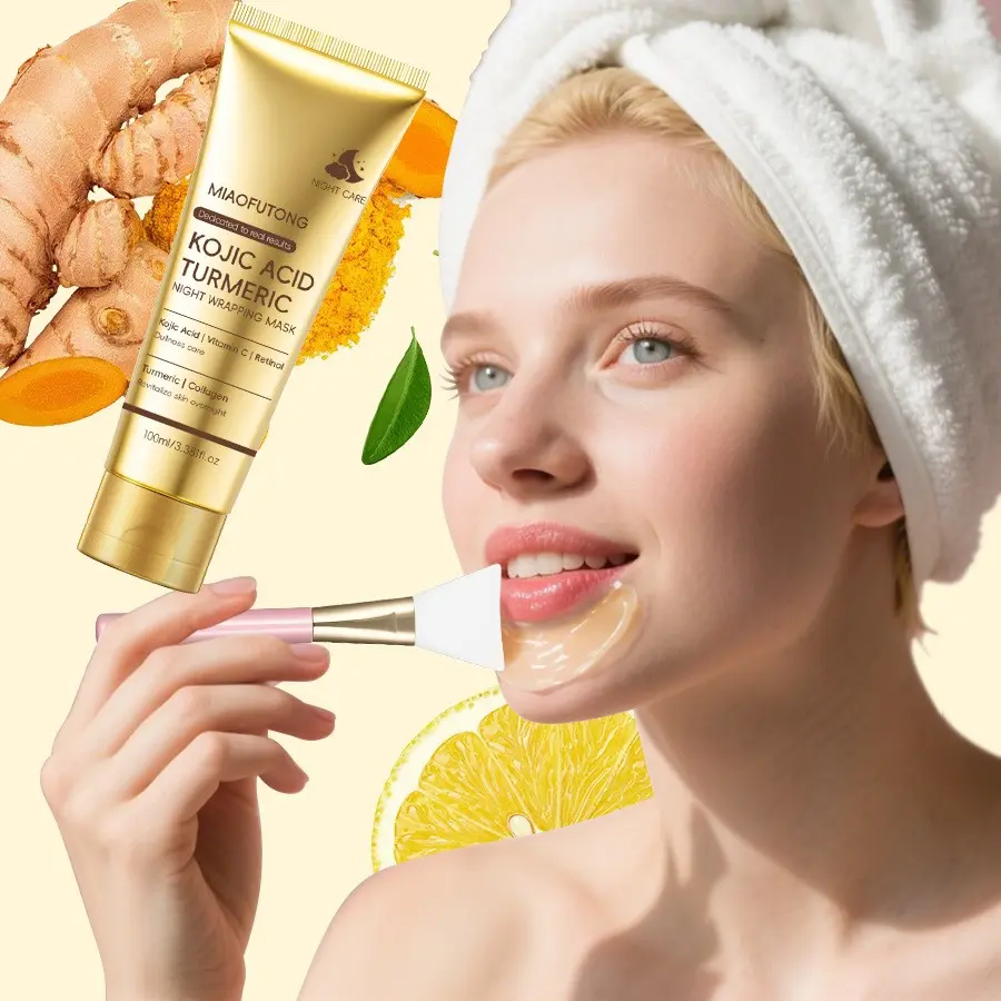 All-Skin-Friendly Kojic Acid Turmeric Night Wrapping Mask, Pore Cleansing Evening Face Mask, Brightening Mask, Reduce Redness & Hyperpigmentation, Daily At Home Facial Skin Care