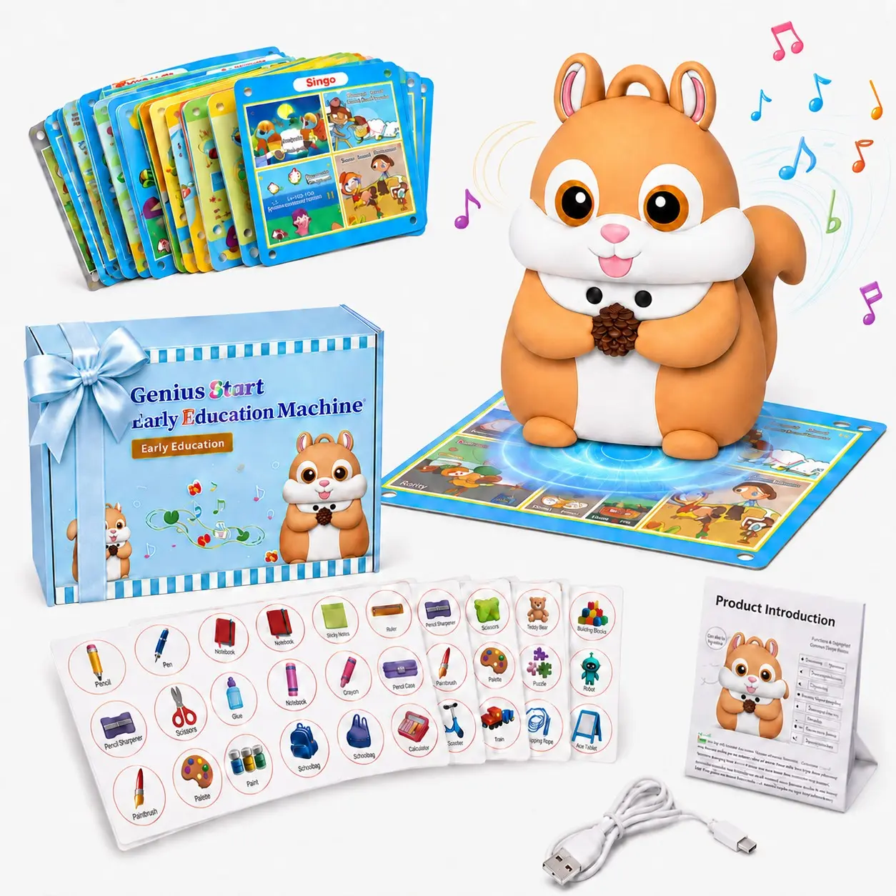 English Point Reader Set, 56 Dual-Sided Learning Cards, 8 Interactive Stickers, 629 Daily Words, Screen-Free, Waterproof, Early Education, Learning Flash Cards