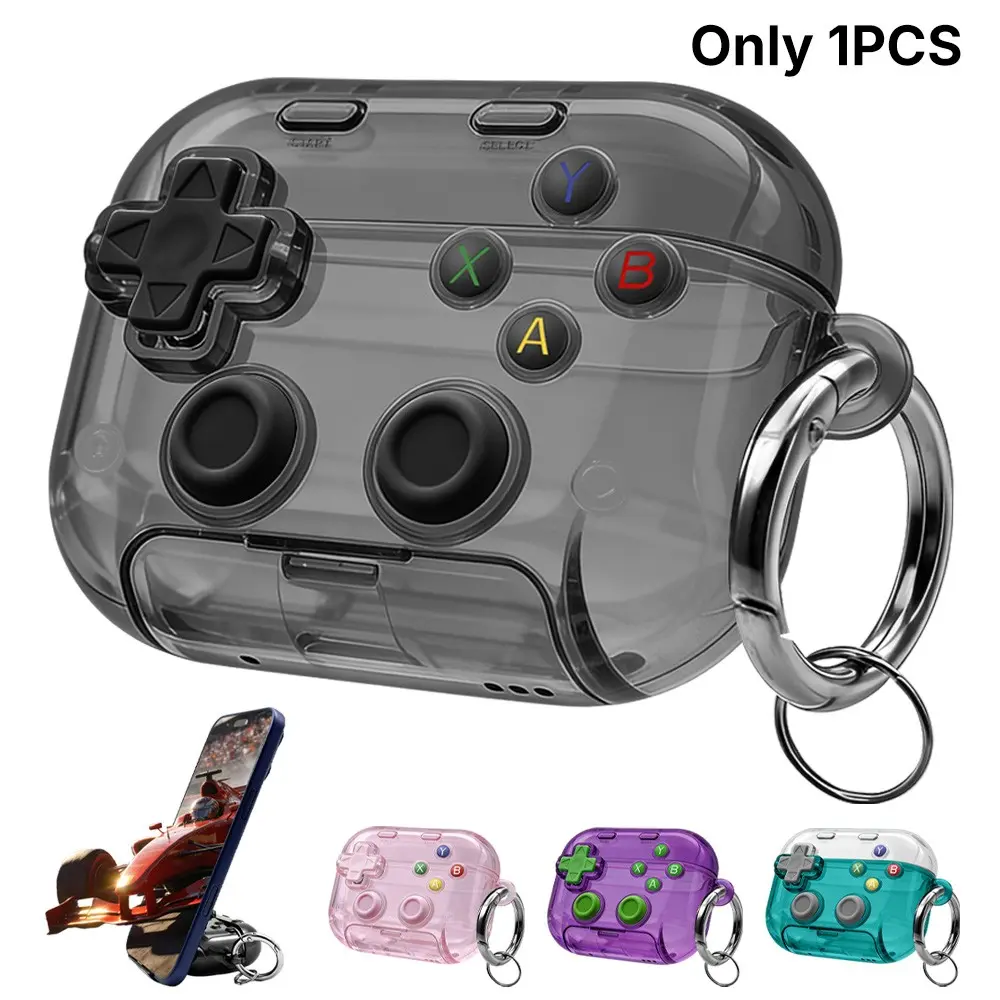 Game Controller Design Earphone Case, Earphone Protective Cover for AirPods 4/pro2/pro3, Universal with Stand Hook, Anti-Drop Protection, Durable and Stylish