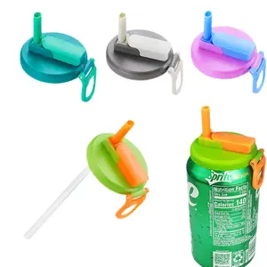 4-Pack Colorful Soda Can Lids with Straws
