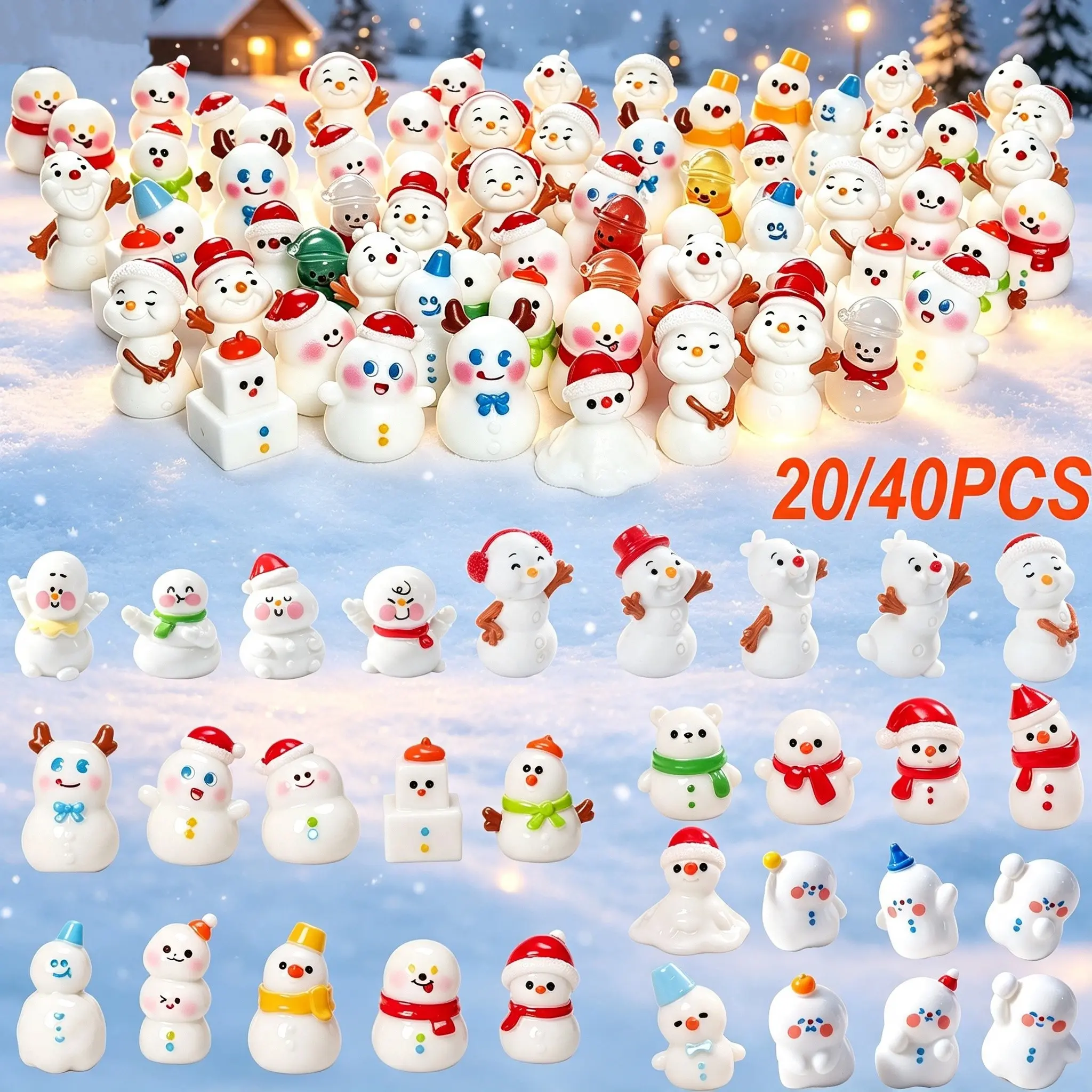 Mini Christmas Snowman Resin Ornaments, Cute Desktop Decor, Mini Garden Décor, Christmas Decoration, Surprise Gift, Party Favor