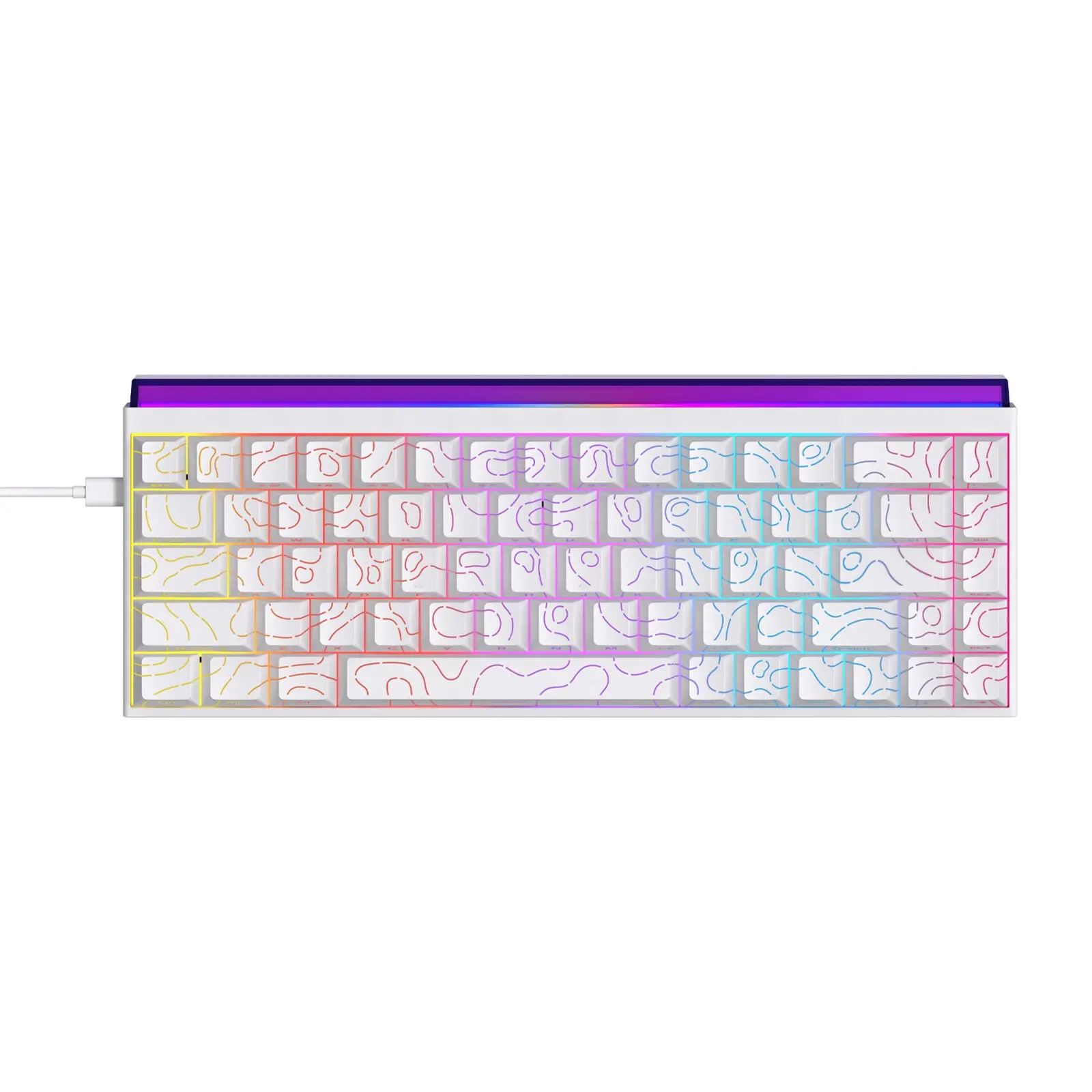 AJAZZ NK68 65% Layout Wired Gaming Mechanical Keyboard, Mechanical Game Keyboard, Red Switch 68 Key Office Mechanical Keyboard Mixed Light Saves Desktop Space DIY Support Multiple Systems