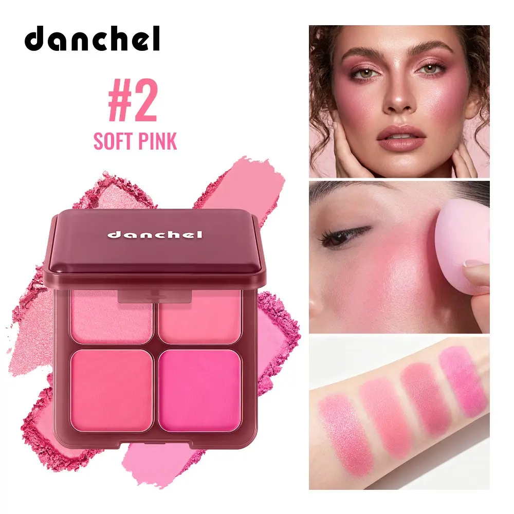 1 Palette Soft-Focus Blush & Highlight Palette, Include 3 Matte Blushes + 1 Highlighter, Blendable for Filtered Glow, 4 Shade Options for Every Look, Ideal for Daily Wear, Dates & Work Makeup, Glam Face Palette