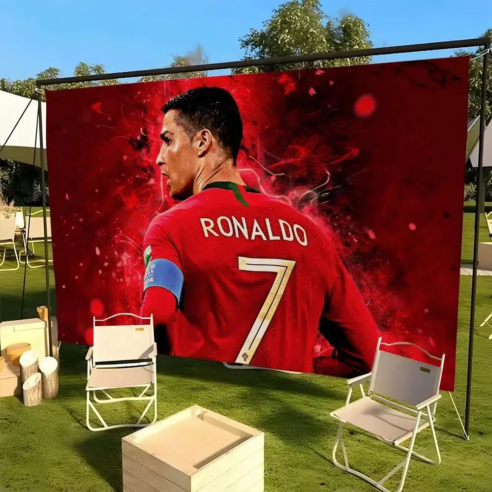 CR7 Cristiano Ronaldo Abstract Art Birthday Backdrop - Lightweight, Wrinkle-Resistant, Printed Asian-Influence Banner Hanging Kit for Anniversary Parties, Outdoor Camping & Home Decoration
